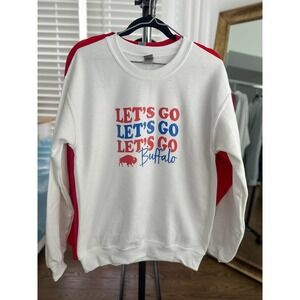 Buffalo Bills Sweatshirts Women, Size Small White Crewneck Pullover Sweatshirt